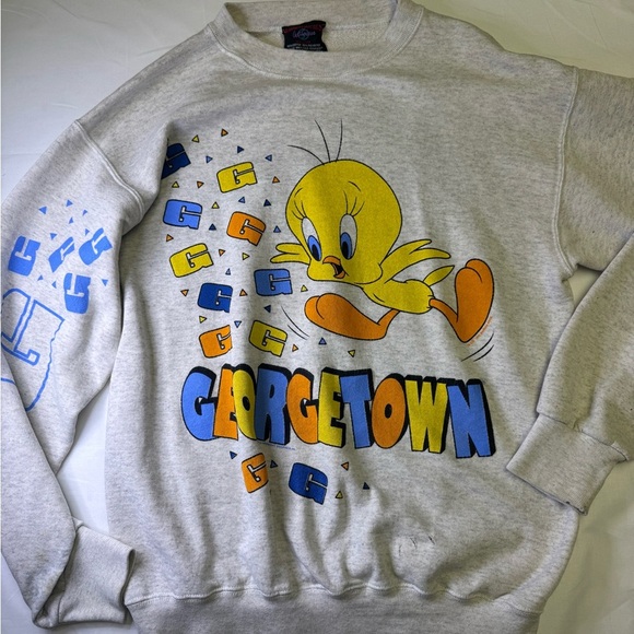 Vintage Georgetown University Gray tweety bird Sweatshirt 80’s - Picture 1 of 8